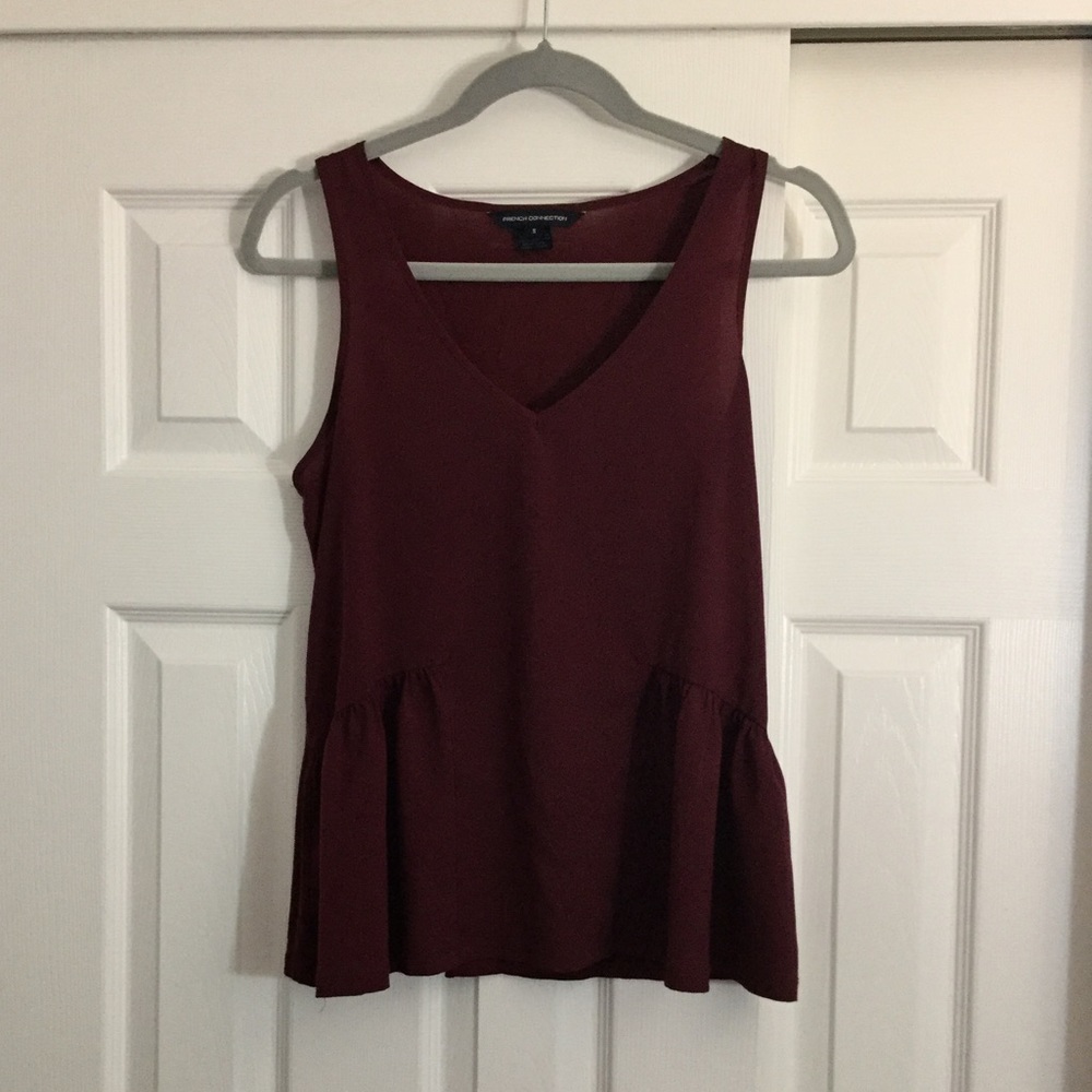 French Connection Flowy Tank- deep red